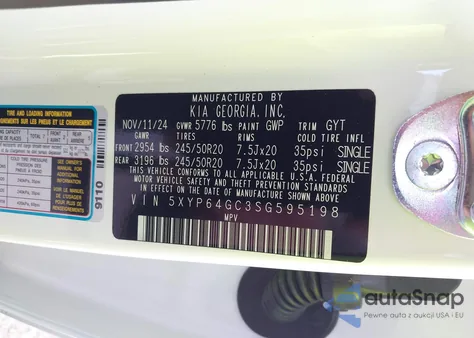 2025 Kia Telluride S из США, поврежденный, VIN 5XYP64GC3SG595198